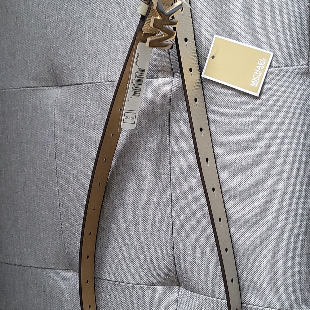MK Genuine Leather Gold Belt